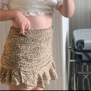 leopard print ruffle mini skirt